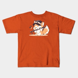 Dog playing the flute Kids T-Shirt